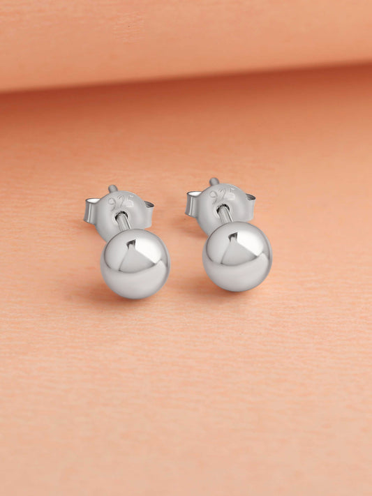 6 MM Silver Ball Stud Earrings