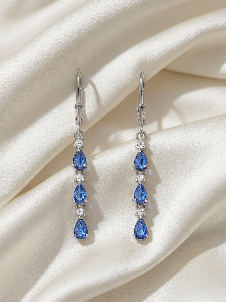 Sapphire Linear Dangler Earrings For Women