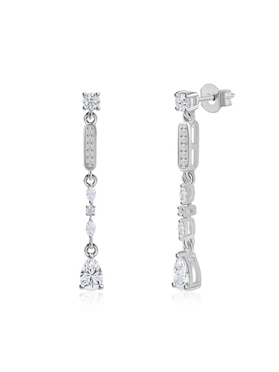 American Diamond Silver Earrings in 925 Sterling Silver - BIS Hallmarked