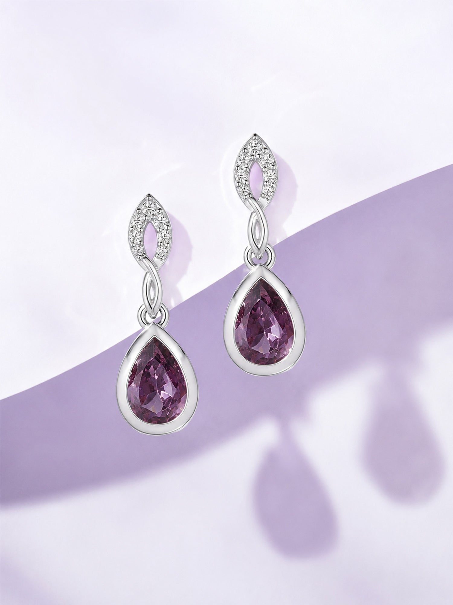 Amethyst CZ Drop Earrings For Women