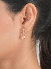 Natural Citrine Pear Drop Earrings in Gold
