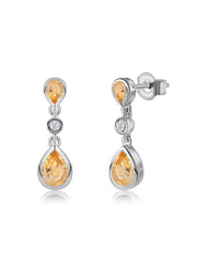 Natural Citrine Pear Drop Earrings in Gold