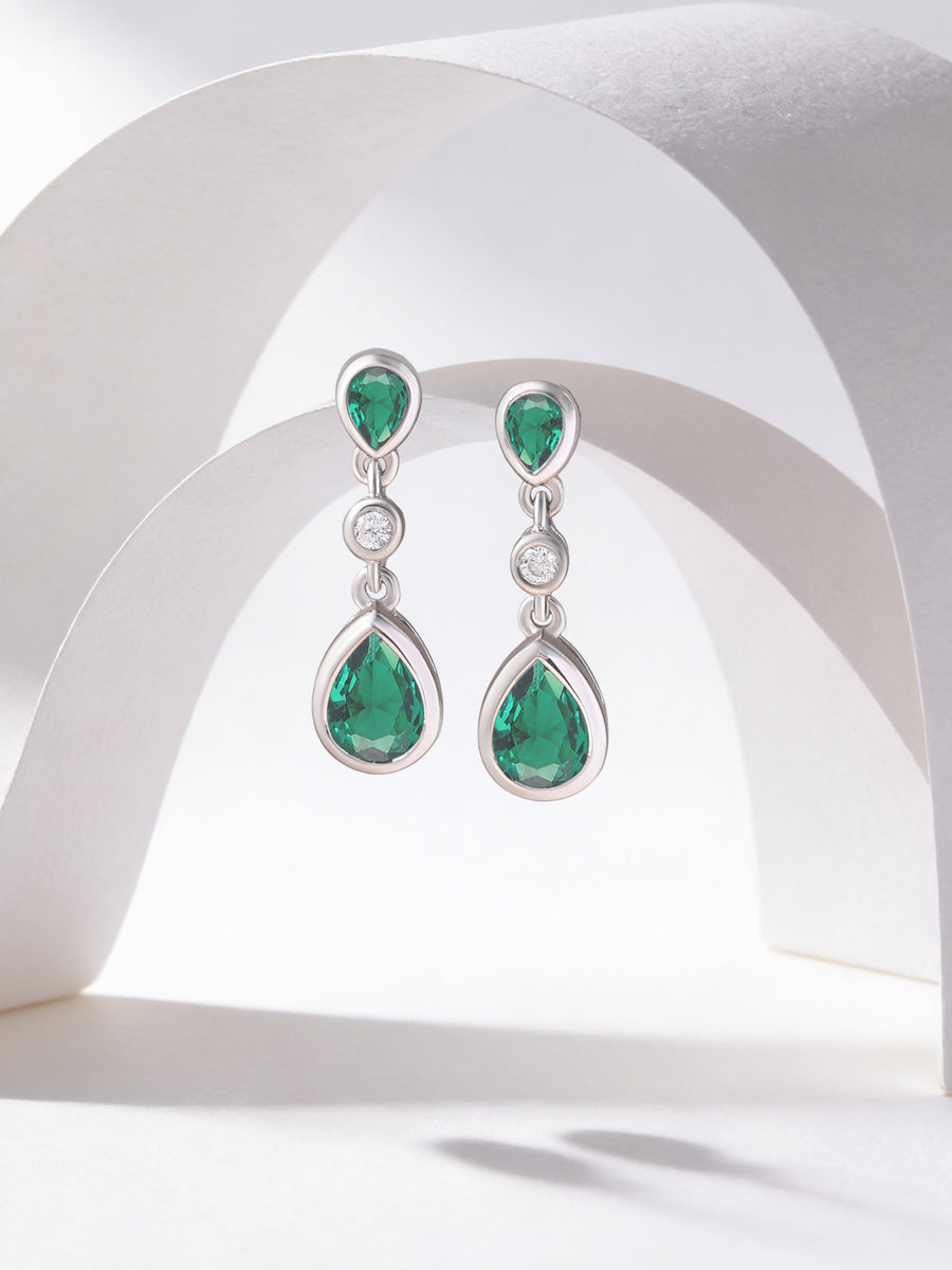 Emerald Look Drop Earrings