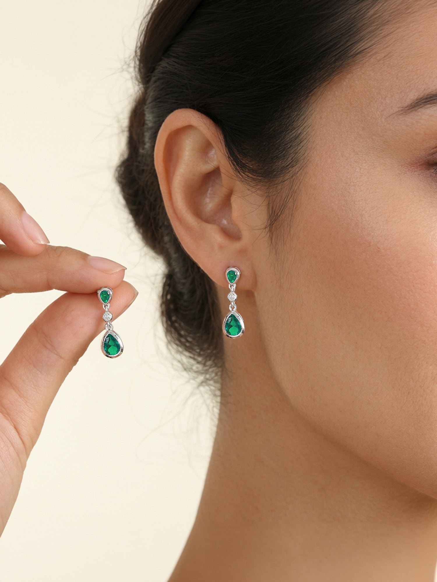 Emerald Look Drop Earrings
