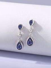 Natural Iolite Pear Drop Earrings in Gold
