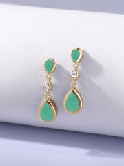 Natural Sakota Emerald Pear Drop Earrings in Gold