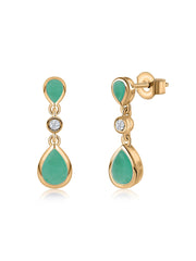 Natural Sakota Emerald Pear Drop Earrings in Gold