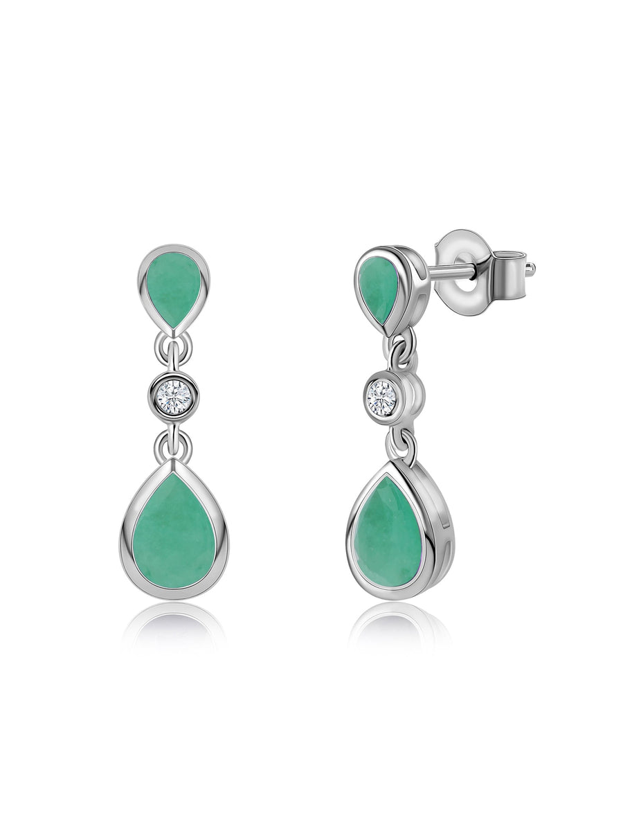 Natural Sakota Emerald Pear Drop Earrings in Gold