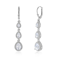 American Diamond Silver Drop Earrings