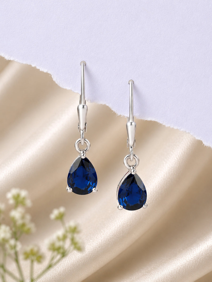 Blue Sapphire CZ Drop Earring For Women