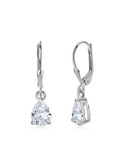 American Diamond Drop Earrings in 925 Sterling Silver - BIS Hallmarked