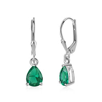 Gorgeous Green CZ Silver Drop Earrings