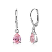 Pretty In Pink CZ Silver Drop Earrings