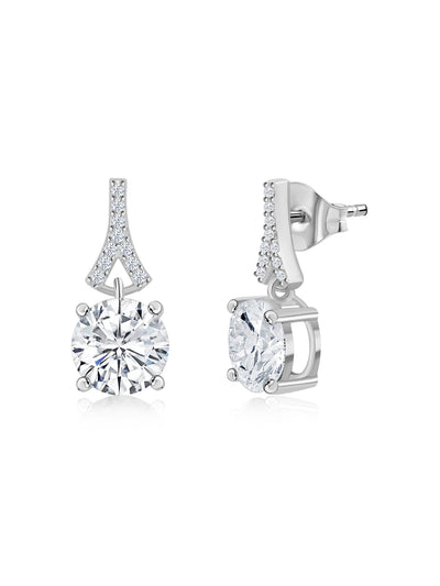 American Diamond Stud Earrings in 925 Sterling Silver - BIS Hallmarked