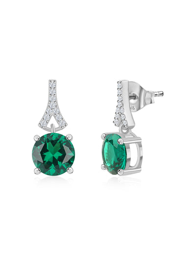 green emerald CZ drop earrings in 925 sterling silver by Ornate Jewels