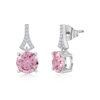 Pink CZ Silver Stud Earrings for Women
