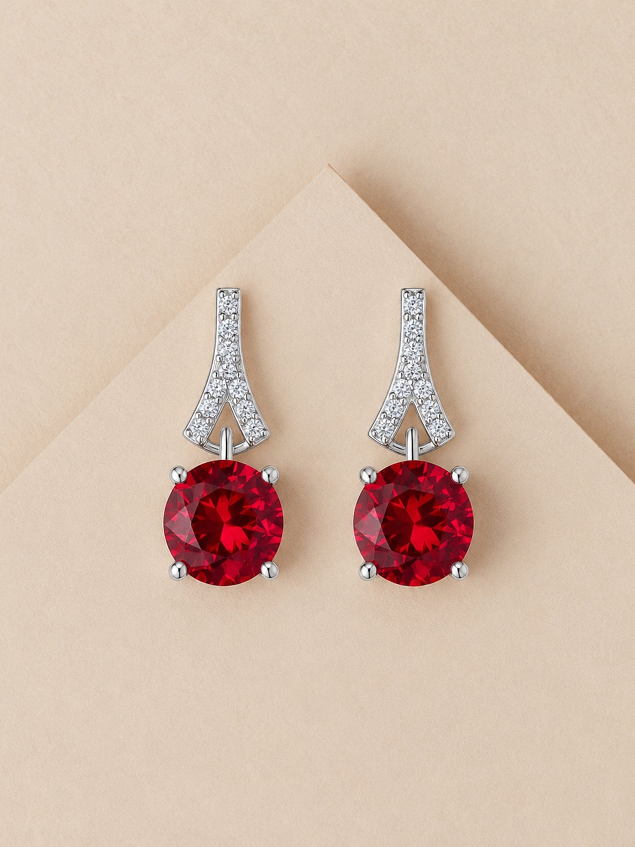 2.25 Carat Ruby CZ Stud Earrings For Women