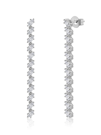 American Diamond Drop Earrings in 925 Sterling Silver - BIS Hallmarked