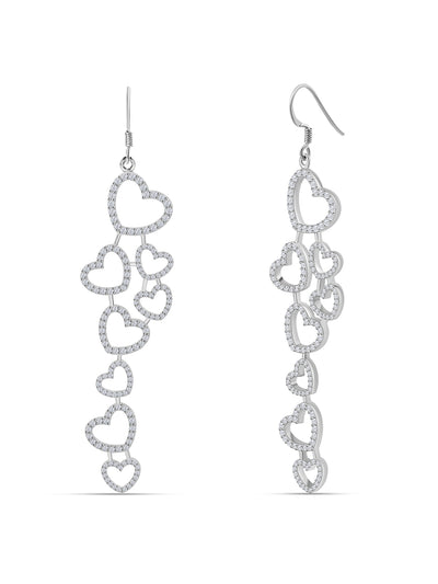 American Diamond Silver Earrings in 925 Sterling Silver - BIS Hallmarked