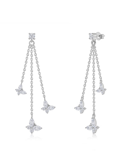 American Diamond Silver Earrings in 925 Sterling Silver - BIS Hallmarked