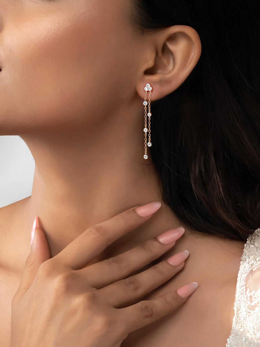 Aura Rose Gold Long Earrings for Women