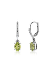 Natural Peridot Drop Silver Earrings
