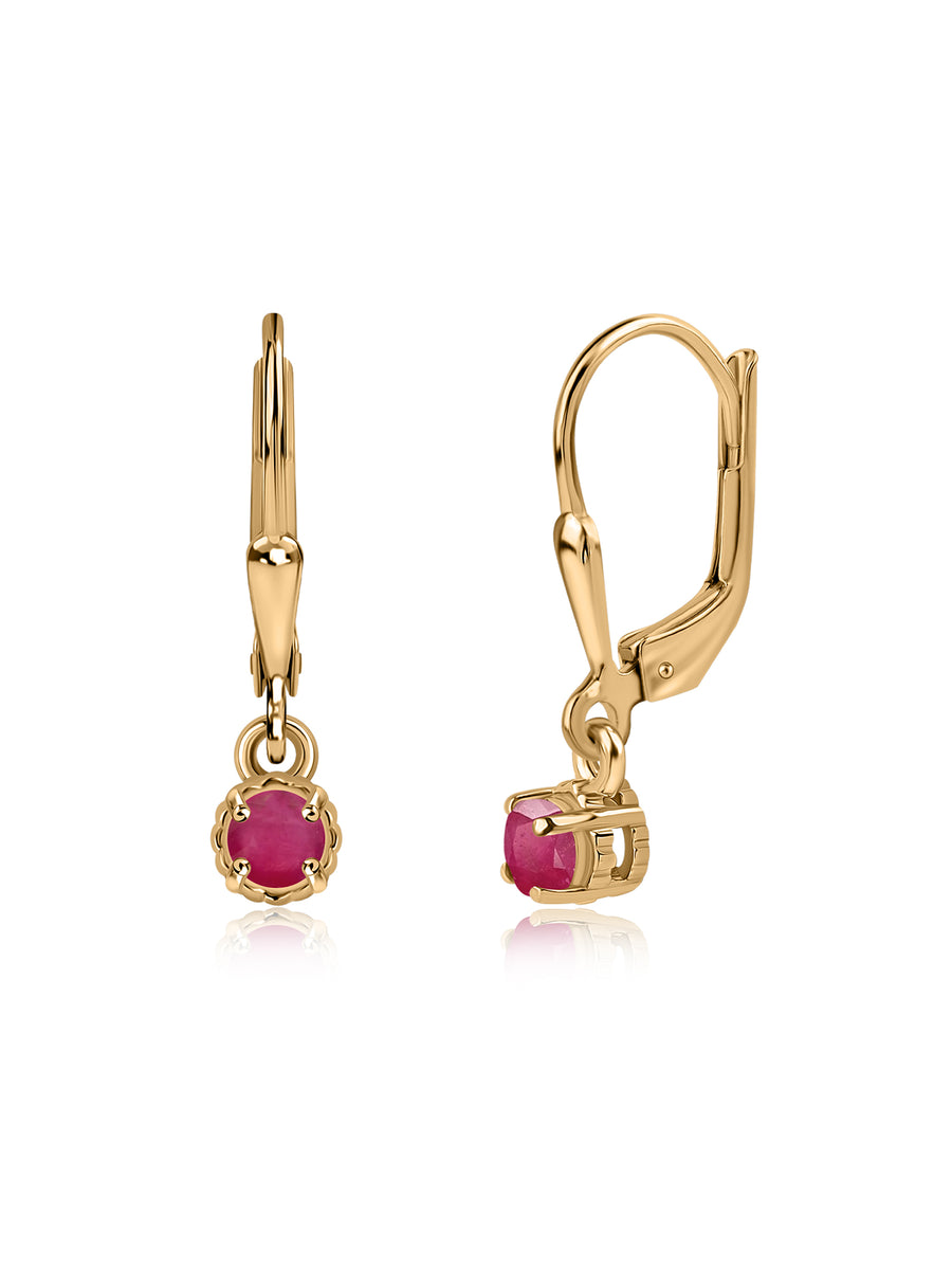 Crimson Spark Ruby Silver Earrings