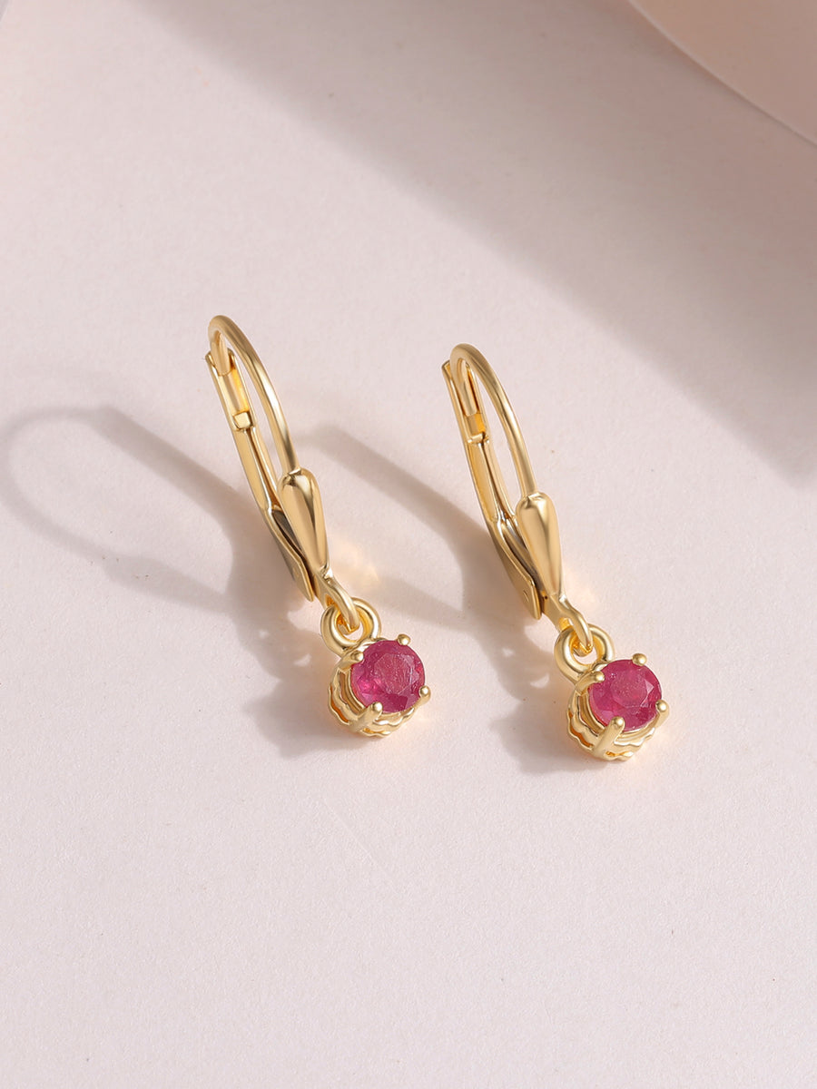 Crimson Spark Natural Ruby Silver Earrings
