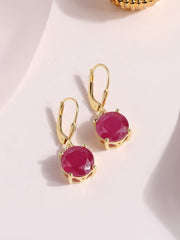 Classic Crimson Natural Ruby Silver Earrings
