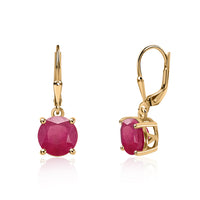 Classic Crimson Natural Ruby Silver Earrings