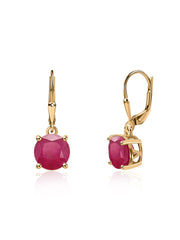 Classic Crimson Ruby Silver Earrings