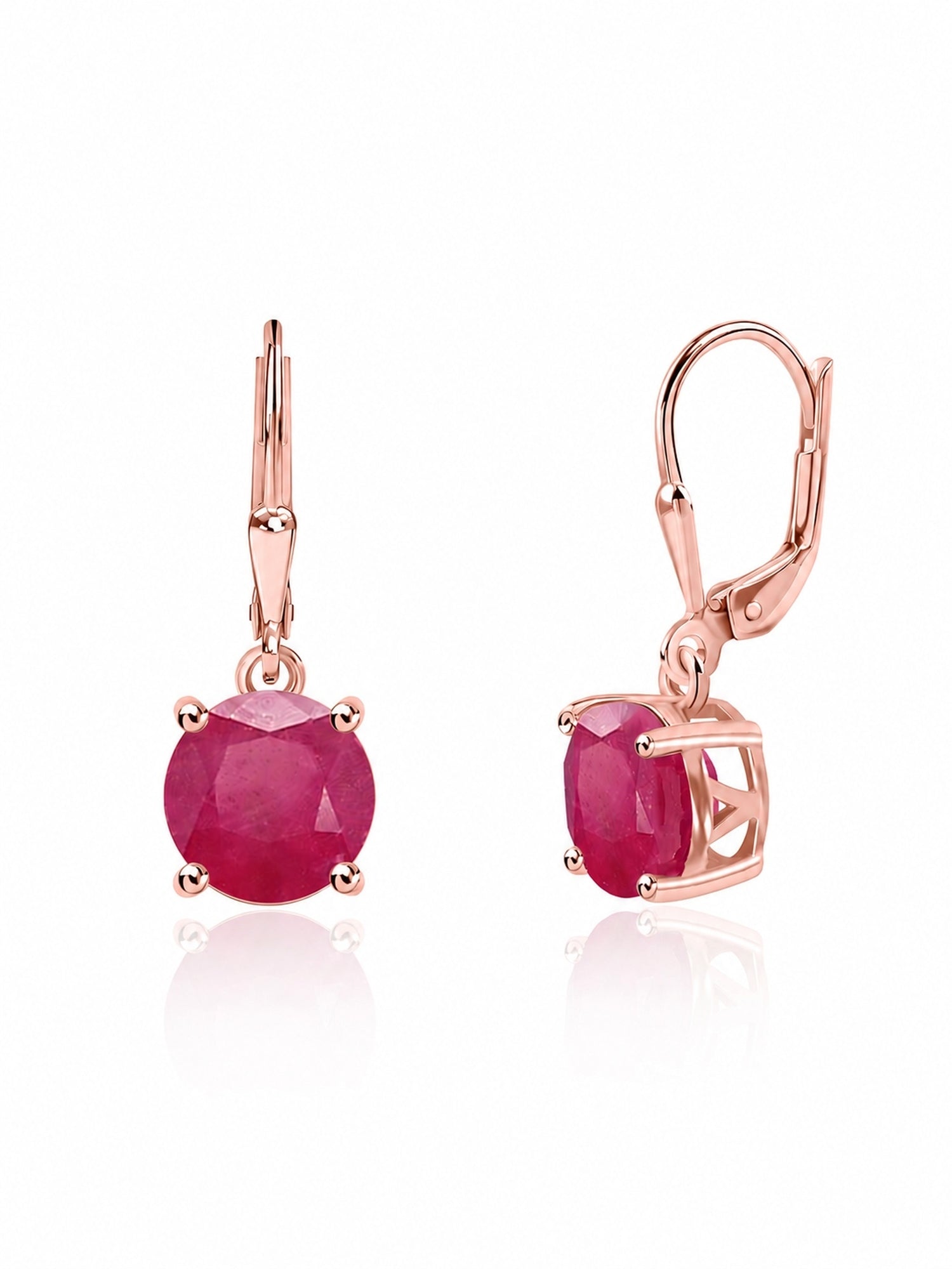 Classic Crimson Natural Ruby Rose Gold Plated Earrings
