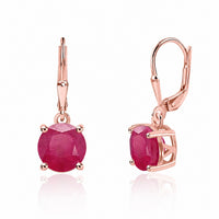 Classic Crimson Natural Ruby Rose Gold Plated Earrings