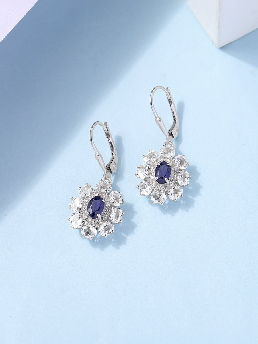 Natural Blue Sapphire Dangle Earrings