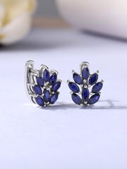 Natural Blue Sapphire Leaf-Inspired Earrings