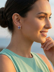 Natural Blue Sapphire Stylish Stud Earrings