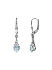 Natural Aquamarine Teardrop Gold Earrings
