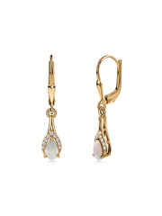 Natural Ethiopian Opal Teardrop Gold Earrings