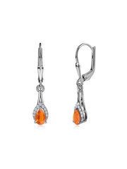 Natural Fire Opal Teardrop Gold Earrings