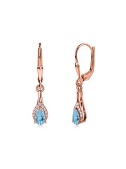 Natural Blue Topaz Teardrop Gold Earrings