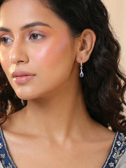 Silver Drop Earrings with Natural Blue Sapphire