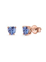 Natural Tanzanite Heart Gold Stud Earrings