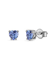 Natural Tanzanite Heart Gold Stud Earrings