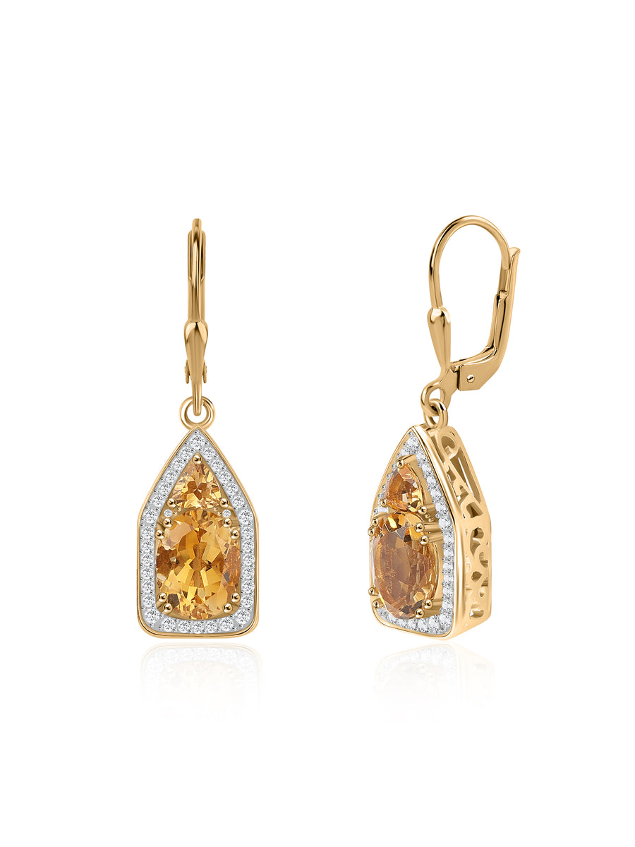 Golden Dew Citrine Silver Earrings