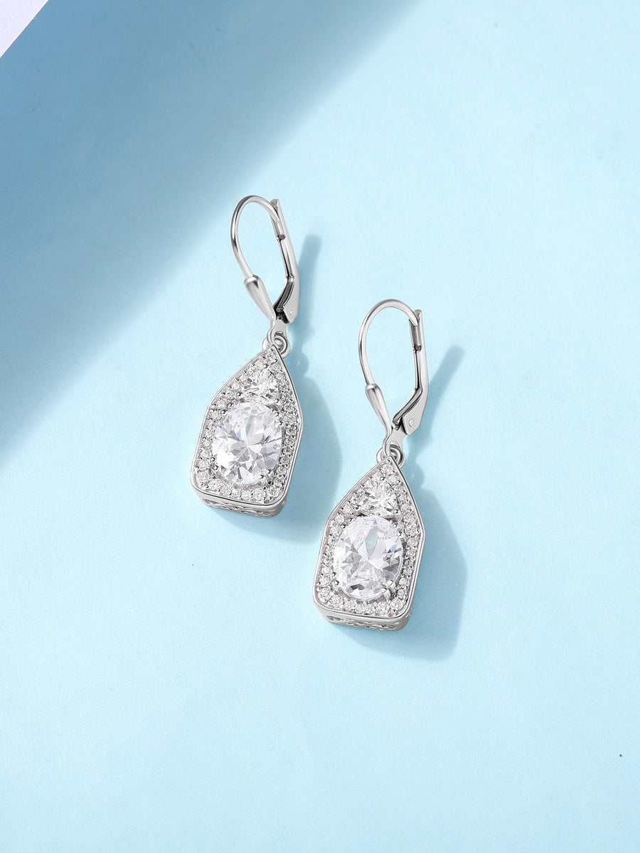 Luminous Oval Drop Silver Earrings