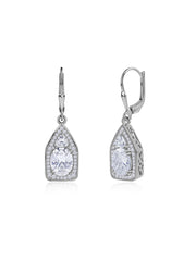 Luminous Oval Drop Silver Earrings