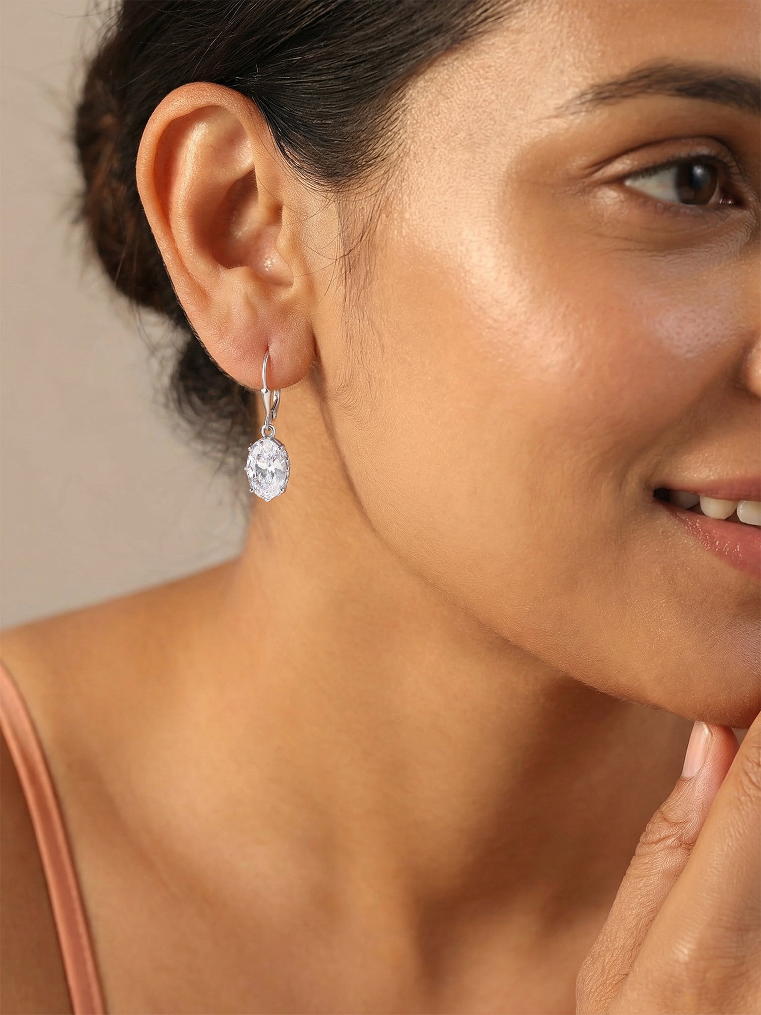 Crystal Grace Oval Dangle Earrings