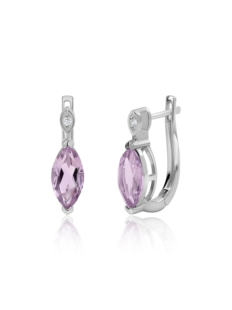 African Amethyst Marquise Silver Earrings