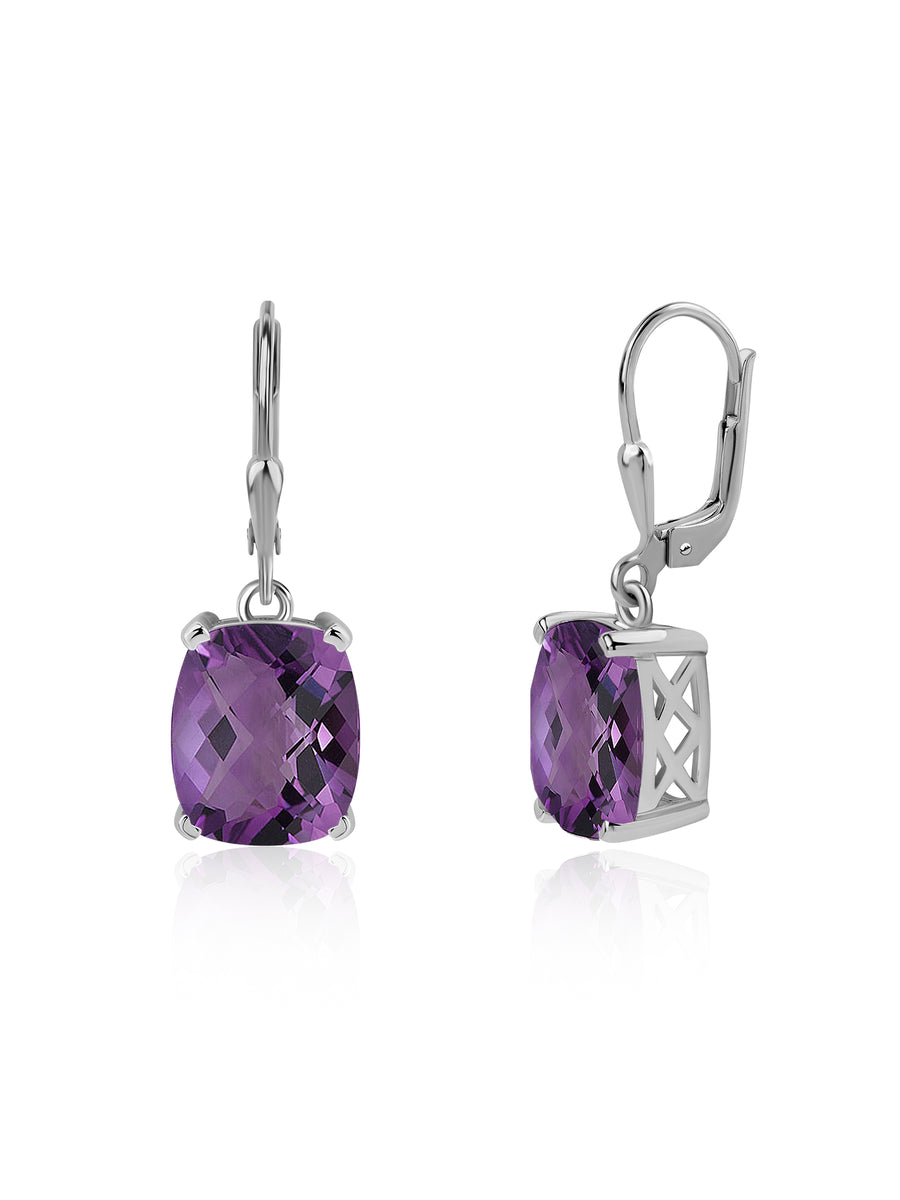 Lavender Glow Rose de France Amethyst Silver Earrings