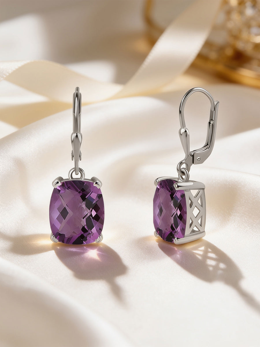 Lavender Glow Natural Amethyst Silver Earrings